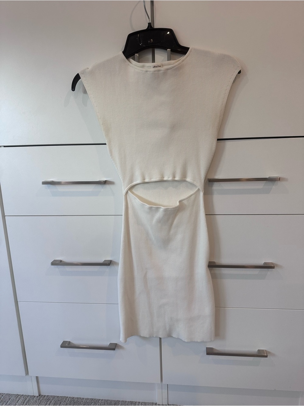 Sleeveless Cutout Ribbed Dress in cream